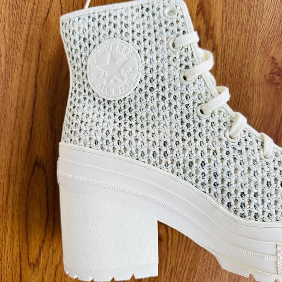 Converse Chuck 70 De Luxe Heel Platform Knit 9.5 Women Shoes Egret Boots A07535C - Picture 10 of 13